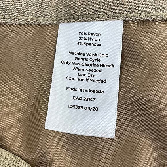 Talbots Factory Petites Pants Women's 8p Pull On Rayon Flat Front Tan Career - Picture 5 of 10